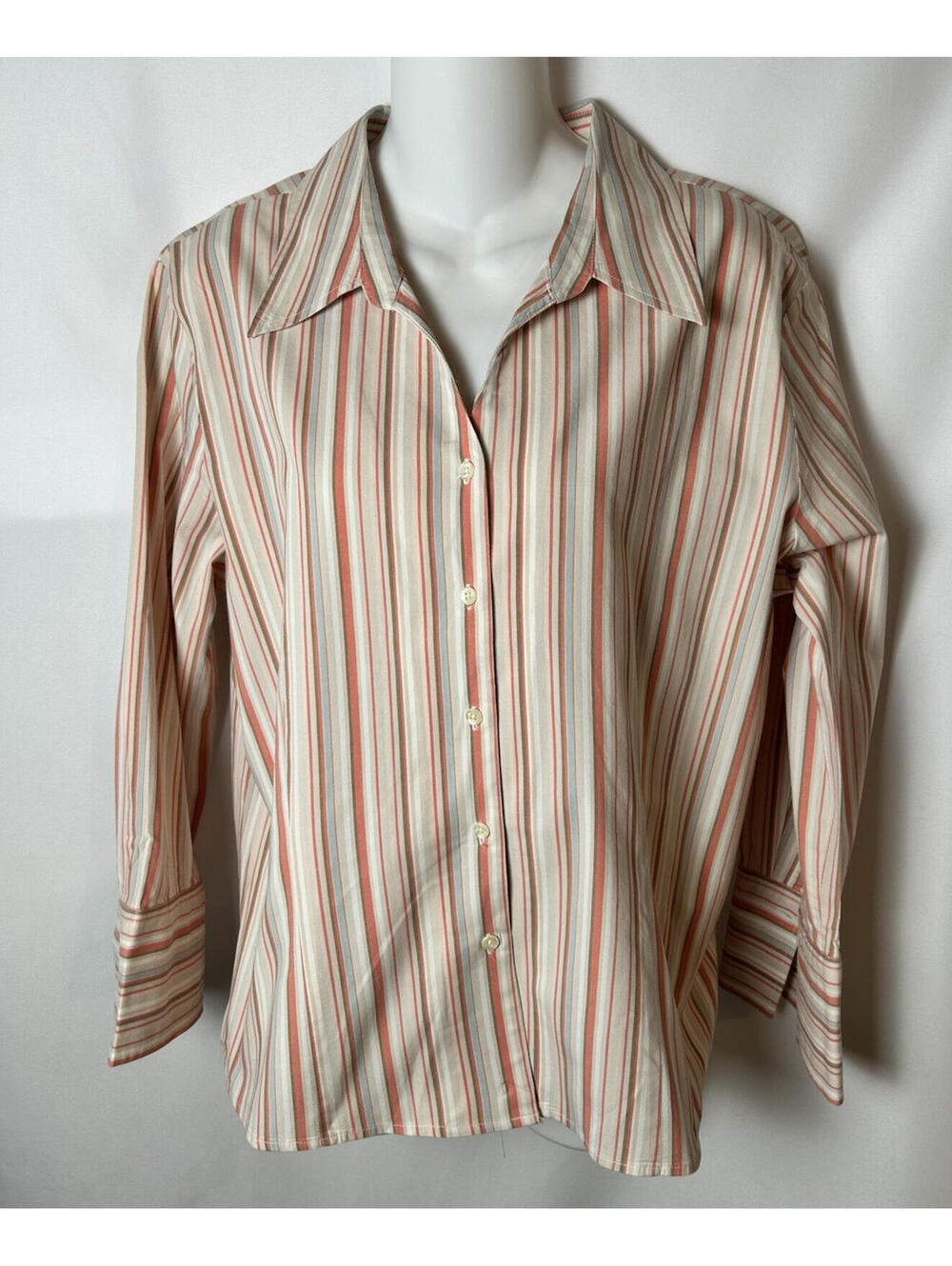 Merona Striped Long Sleeve Button-up Blouse   Size XL